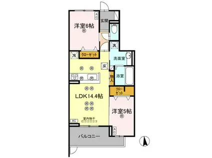 エグレットテラスII(2LDK/2階)の間取り写真