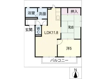 エメラルド ガーデンII(2LDK/2階)の間取り写真