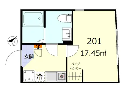 ベーネ平井(1K/2階)の間取り写真