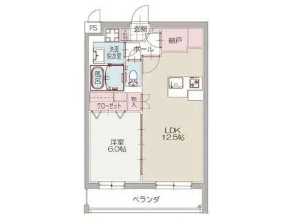 高島町マンション(1LDK/3階)の間取り写真