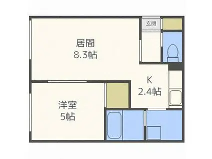 グランディール(1LDK/4階)の間取り写真