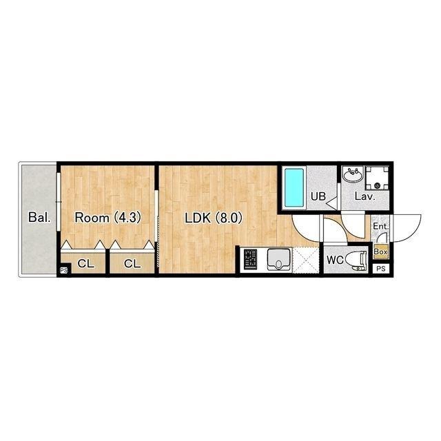 ジーメゾン福生加美平(1LDK/2階)の間取り写真