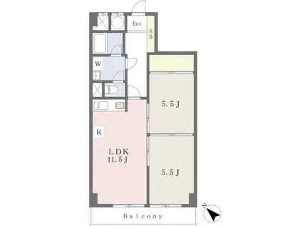 SAYAMA FLAT(2LDK/2階)の間取り写真