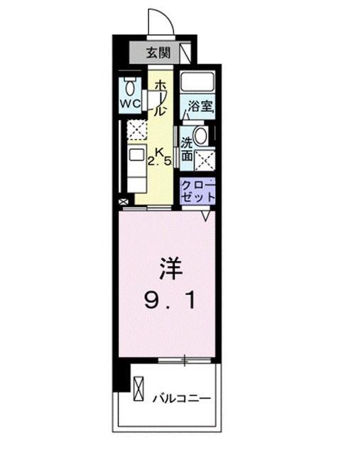 ヴィヴァーチェ東石井(1K/4階)の間取り写真