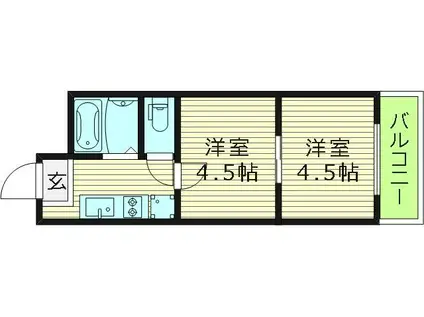 エスペラール城東(2K/4階)の間取り写真