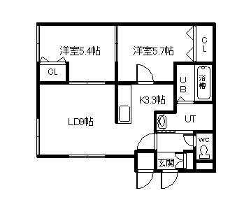 PARK HILLS(2LDK/2階)の間取り写真