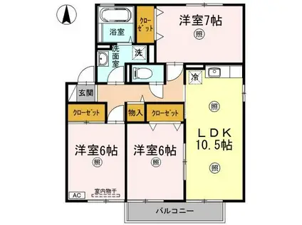 リヴェールA(3LDK/2階)の間取り写真