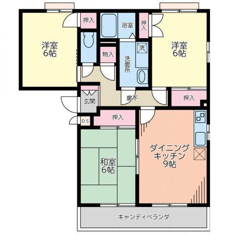 ガーデンハウス牛田(3DK/2階)の間取り写真