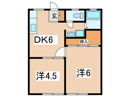 中川ハイツ(2DK/1階)の間取り写真