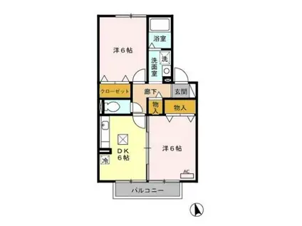 AMOUR(2DK/1階)の間取り写真