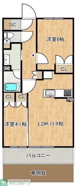 プロミライズ青葉台C棟(2LDK/1階)の間取り写真