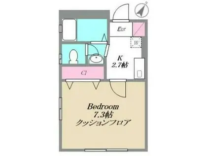 メゾン・シャルメール(1K/2階)の間取り写真