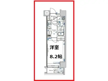 ジーベック押上(1K/2階)の間取り写真