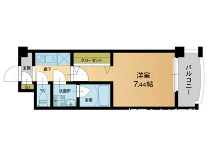 ローズモント・フレア別府駅前(1K/3階)の間取り写真