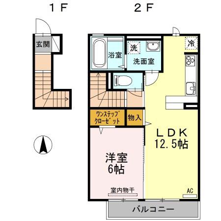 SEEDS WIT北矢三(1LDK/2階)の間取り写真