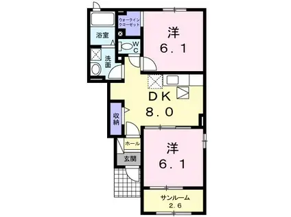 Yコンドル(2DK/1階)の間取り写真