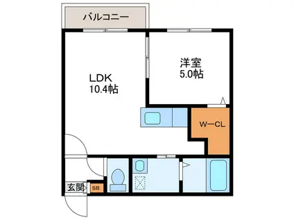 ROSE WOOD ローズウッド(1LDK/4階)の間取り写真