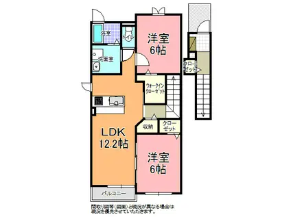ＪＲ常磐線 水戸駅 バス乗車時間：15分 最寄りバス停で下車 徒歩10分 2階建 築17年(2LDK/2階)の間取り写真
