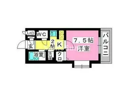 プレデュパルク壱番館(1K/6階)の間取り写真