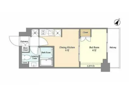 ベルファース駒沢三丁目(1DK/2階)の間取り写真