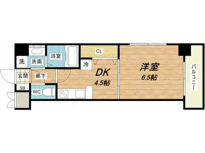 プレジオ中之島(1DK/11階)の間取り写真