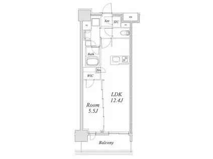 オープンレジデンシア栄(1LDK/6階)の間取り写真