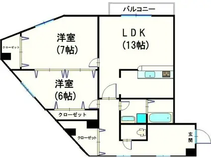 TSハウス(2LDK/2階)の間取り写真