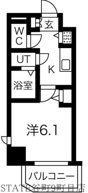 プレサンス上町台クレスト(1K/14階)の間取り写真
