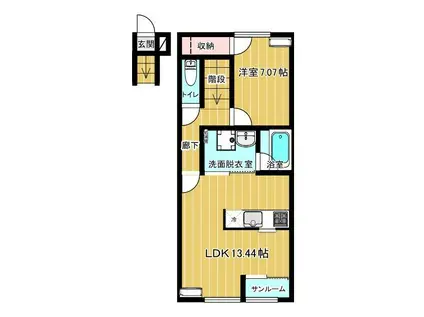  ドゥオ(1LDK/2階)の間取り写真