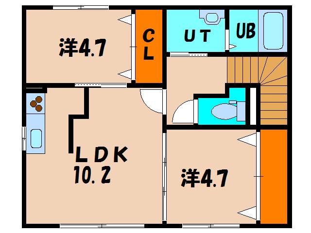 サンフォレスト(2LDK/2階)の間取り写真