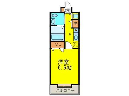 グランメールエスティエ(1K/6階)の間取り写真