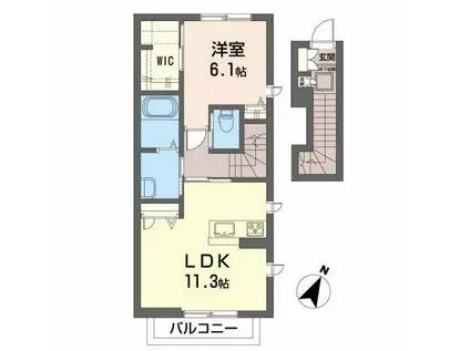 トラストM3(1LDK/2階)の間取り写真