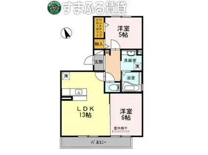 ウィングヴィラ(2LDK/1階)の間取り写真