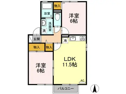 K・コンフォートインB(2LDK/2階)の間取り写真