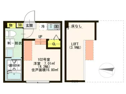 ハーモニーテラス青井V(ワンルーム/1階)の間取り写真