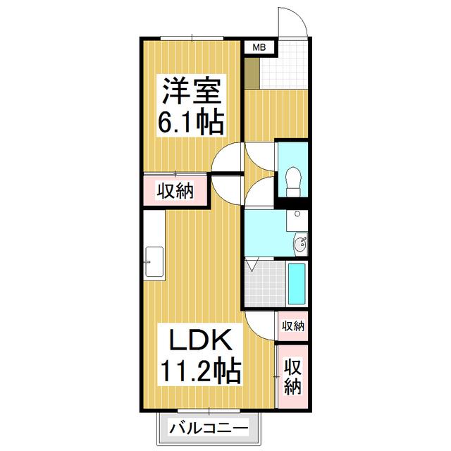 エスポワール星南(1LDK/1階)の間取り写真
