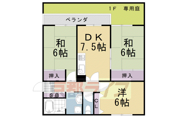 ソレイユ三宅II(3DK/2階)の間取り写真