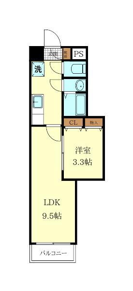 堺町センタービル(1LDK/9階)の間取り写真