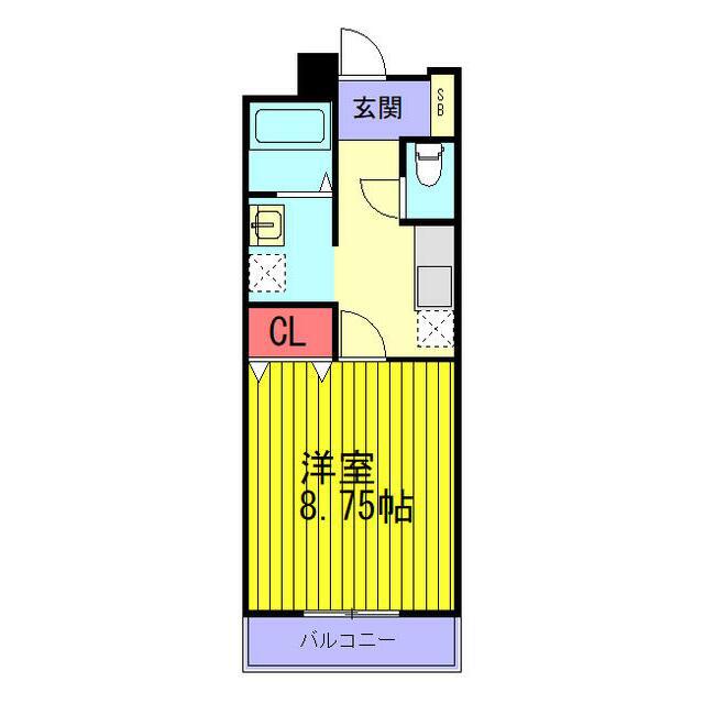 ハピネス稲荷(1K/2階)の間取り写真
