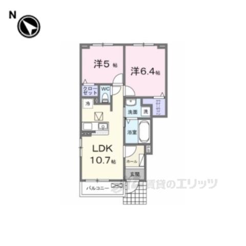 アゼリアⅡ(2LDK/1階)の間取り写真