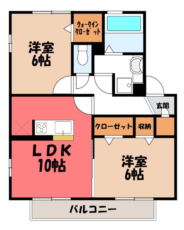 ルーチェH(2LDK/1階)の間取り写真