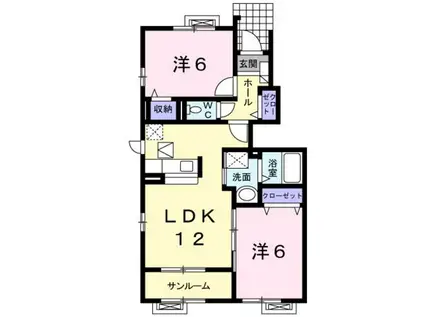 ブランシェスII(2LDK/1階)の間取り写真