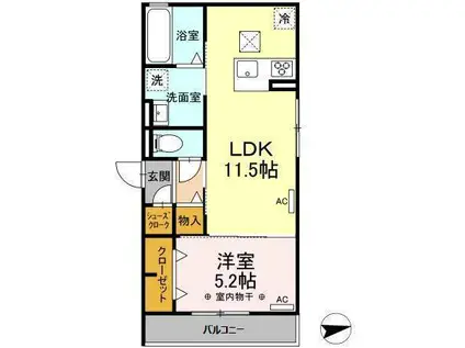 D-HILLS名塚町(1LDK/2階)の間取り写真