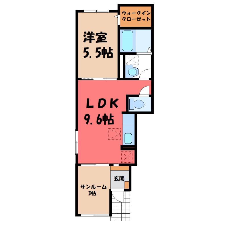 クリスタル・II(1LDK/1階)の間取り写真