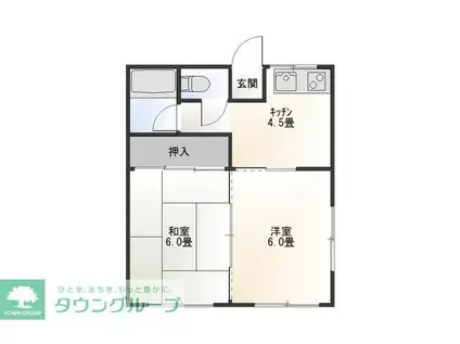 ツカサフラット(2DK/2階)の間取り写真