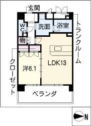 グランアベニュー名駅(1LDK/8階)の間取り写真