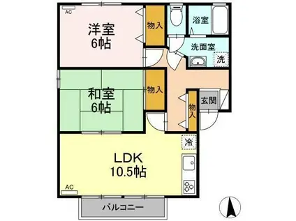 ピュアメゾンB(2LDK/2階)の間取り写真