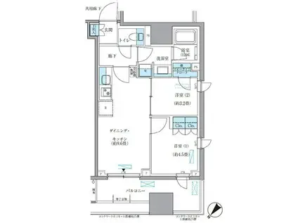 パークアクシス東日本橋(2DK/8階)の間取り写真