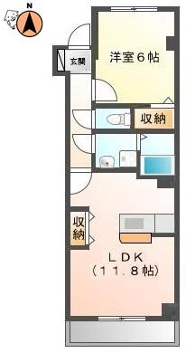 ウエストヒルズ(1LDK/1階)の間取り写真