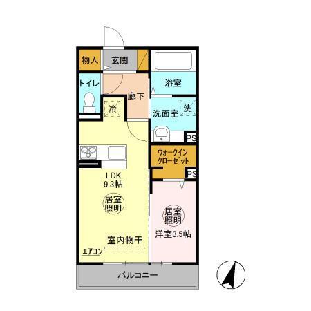 ルミウス B(1LDK/2階)の間取り写真